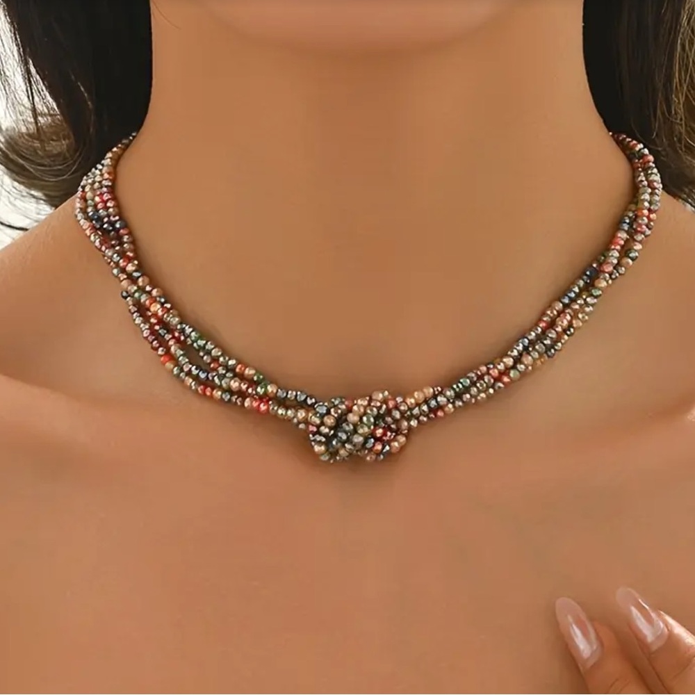Multicolor Beaded clavicle Necklace NEW sparkles
